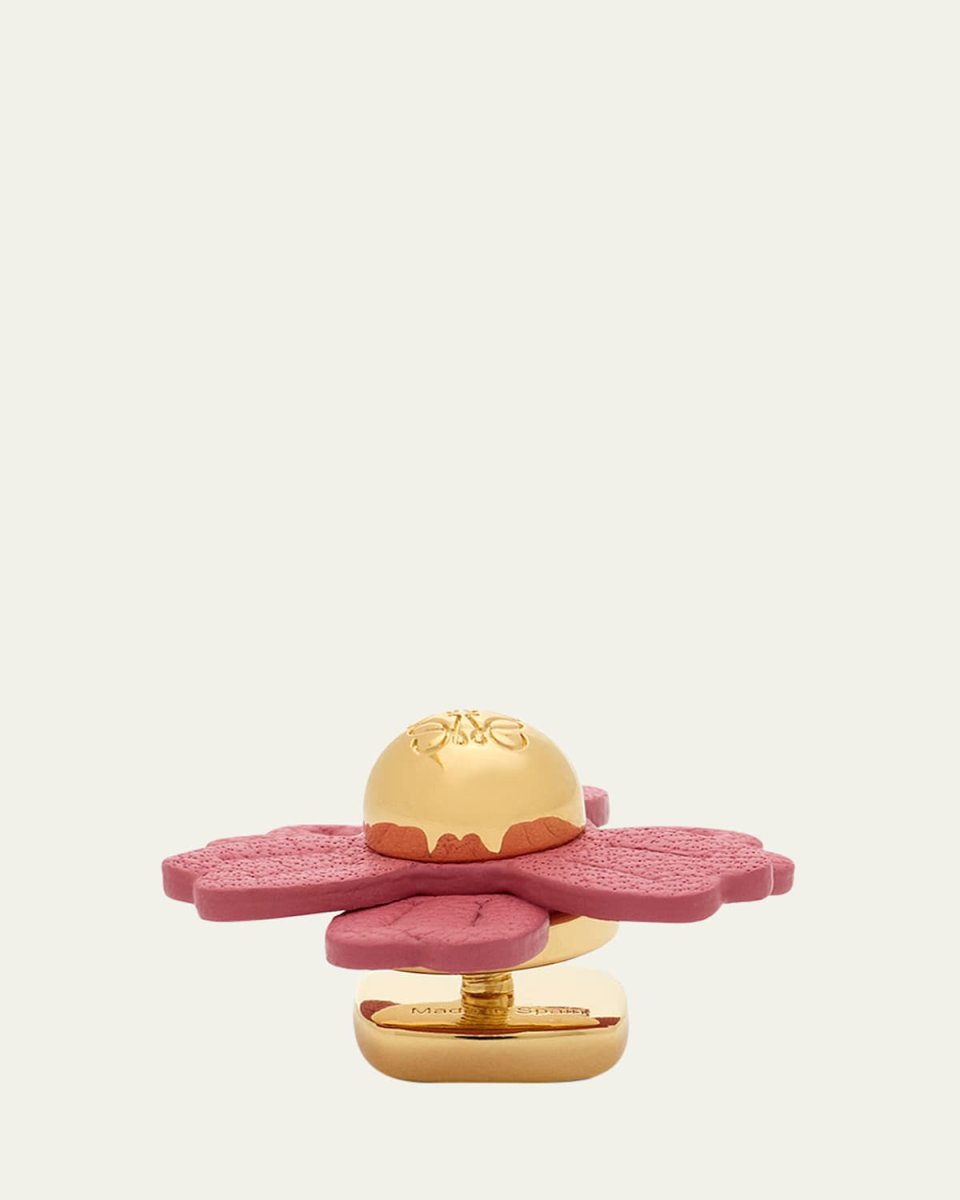Flower Pin in Brass and Calfskin